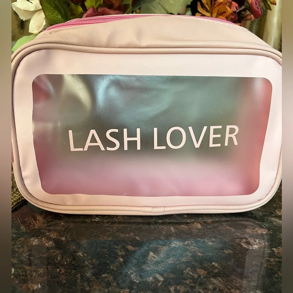 Lash Lover Clear And Pink Travel/Makeup Bag